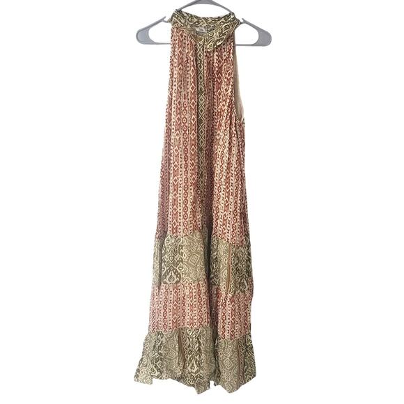 Zara Dresses & Skirts - Zara Green/Rust & Gold Shiny Midi Serena Dress - Large